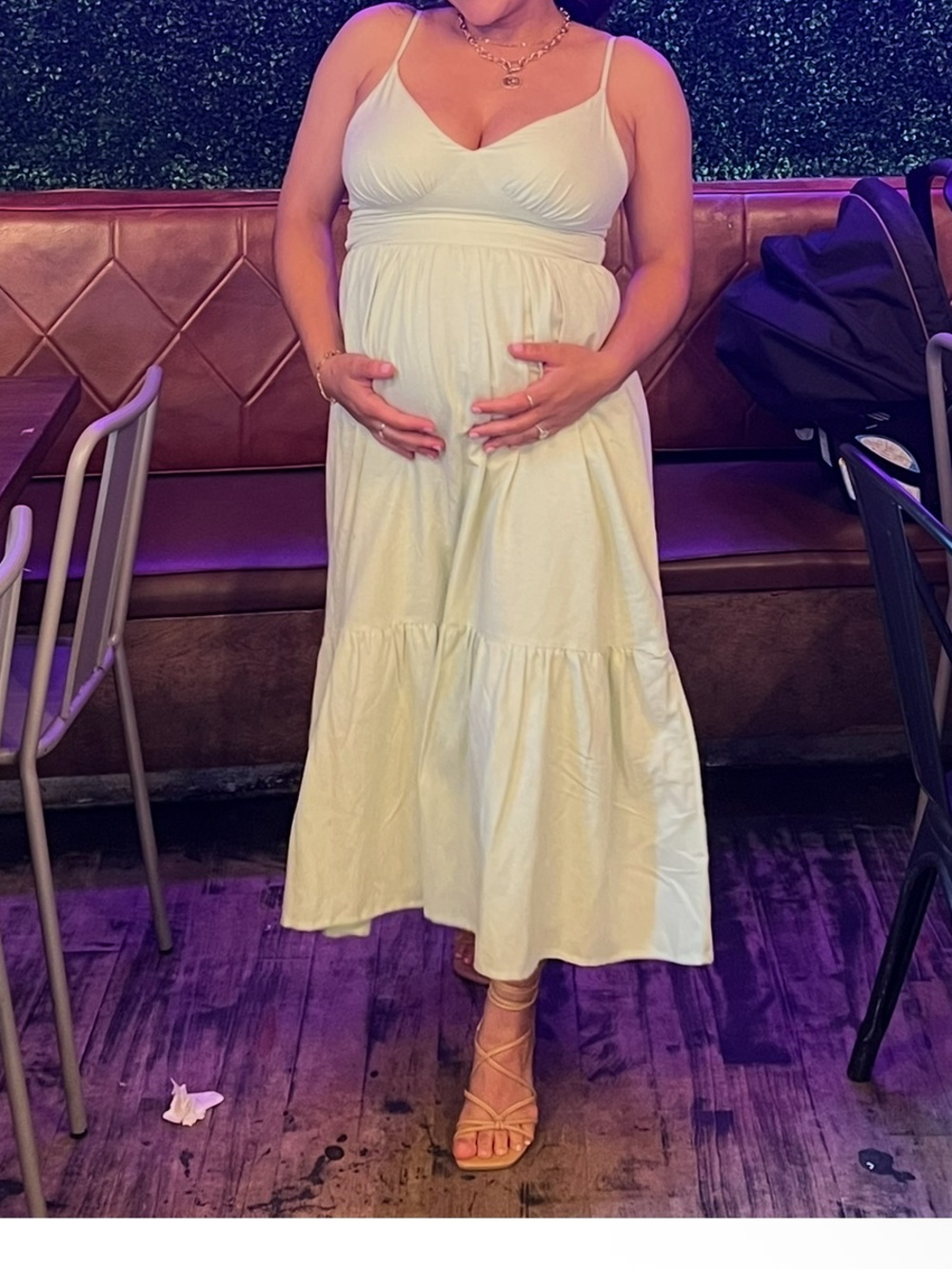 Light green Spaghetti Strap Maxi Dress (non maternity)